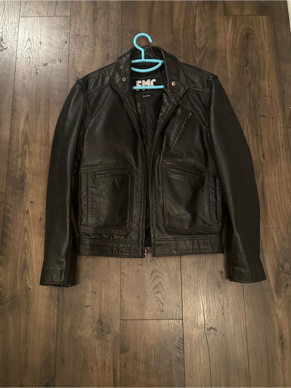 Men's Black Leather Bomber Jacket - FMC